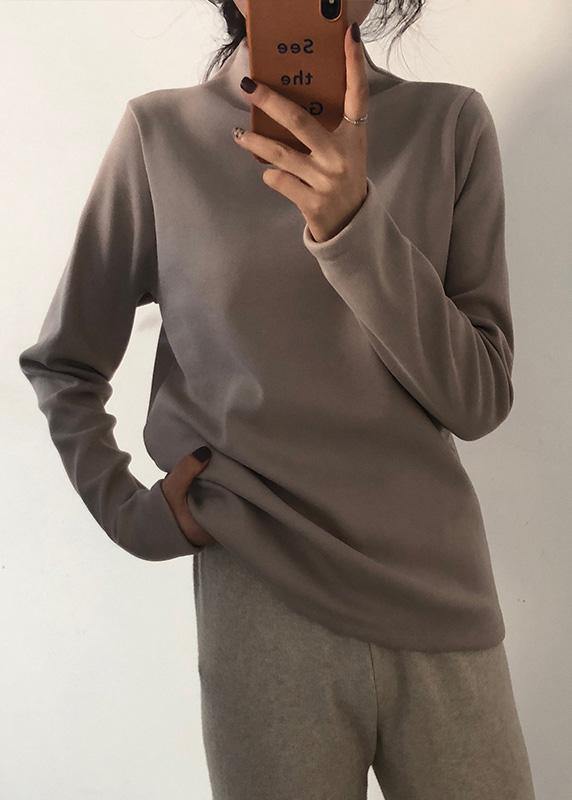 Women high neck cotton thick clothes Wardrobes black blouses
