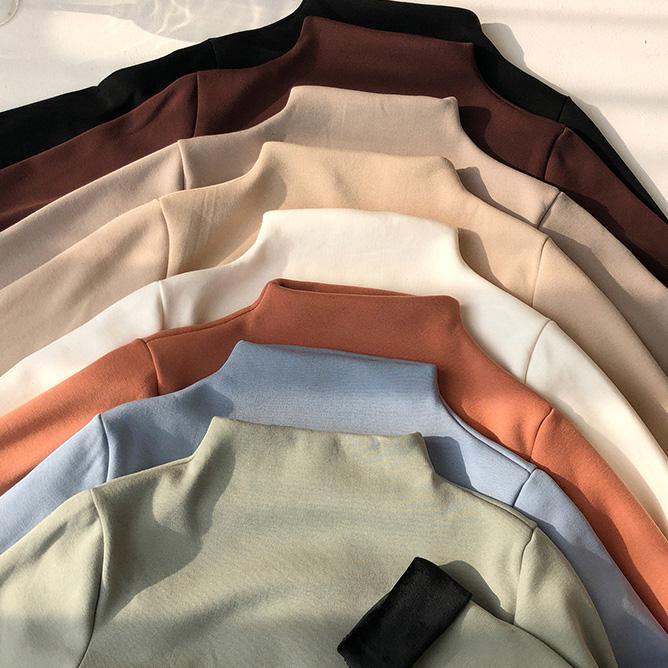 High Neck Cotton Thick Clothes Wardrobes Black Blouses