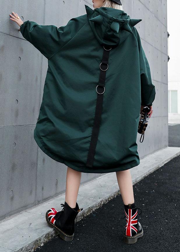 Hooded Fine Clothes Green Loose Coats Fall