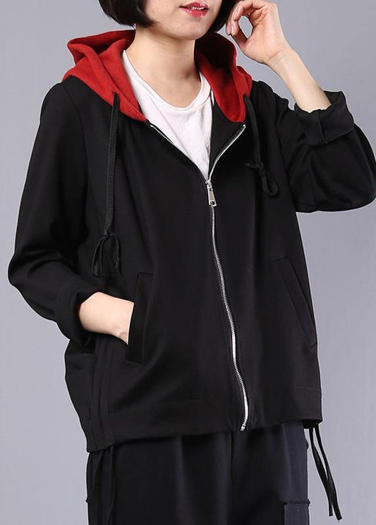 Hooded Cotton Clothes Photography Black Coats Fall