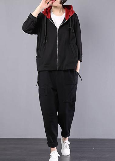 Hooded Cotton Clothes Photography Black Coats Fall
