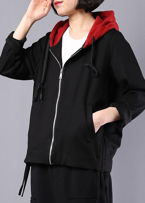Hooded Cotton Clothes Photography Black Coats Fall
