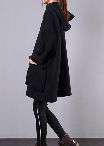 Women hooded thick cotton clothes For Women Sewing black tops