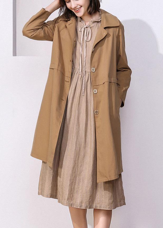 Khaki Fine Trench Coat Inspiration Long Sleeve Spring Jackets