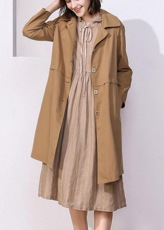 Khaki Fine Trench Coat Inspiration Long Sleeve Spring Jackets