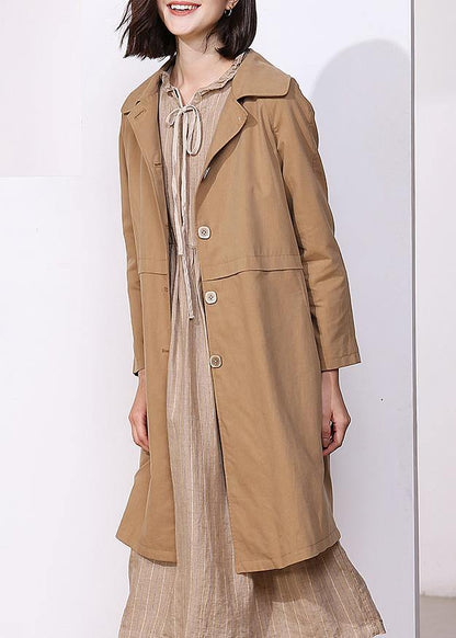 Khaki Fine Trench Coat Inspiration Long Sleeve Spring Jackets
