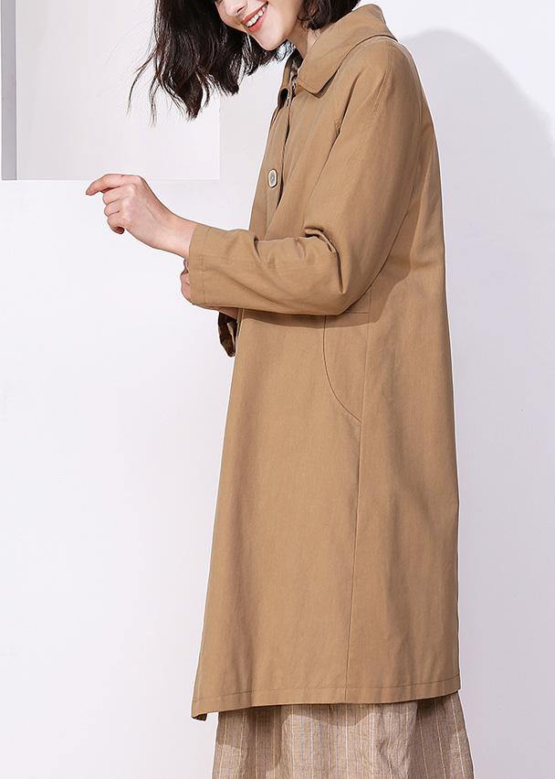 Khaki Fine Trench Coat Inspiration Long Sleeve Spring Jackets