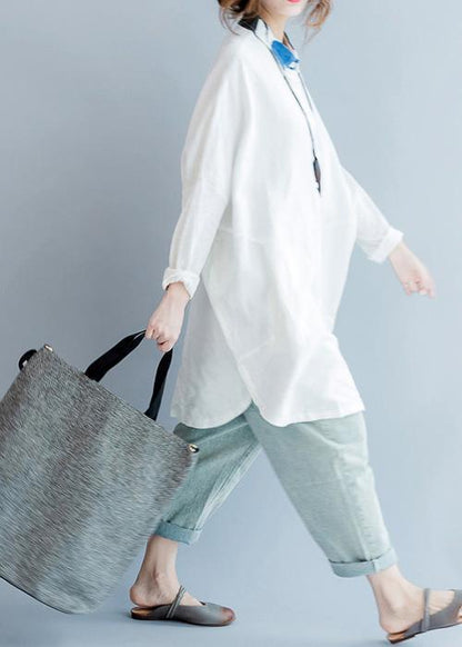 Women lapel Batwing Sleeve cotton box top 2025 Shape white oversized blouses Summer