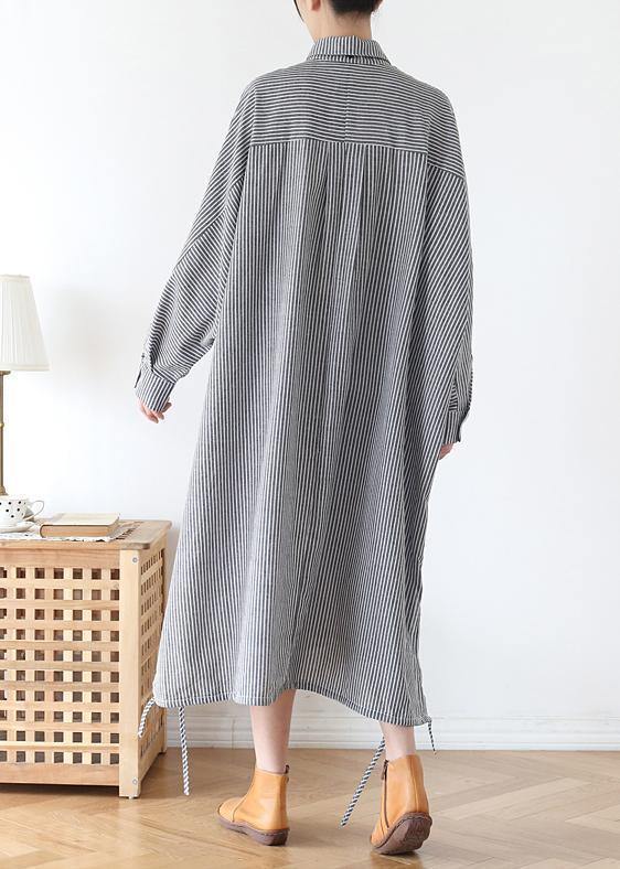 Lapel Batwing Sleeve Fall Tunic Pattern Ideas Black Striped Dresses