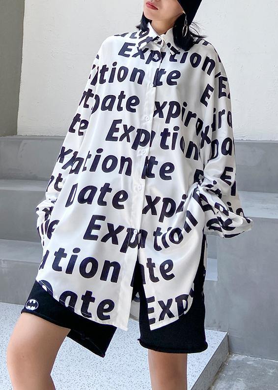 Lapel Button Down Tunics Work Outfits Letter Shirt