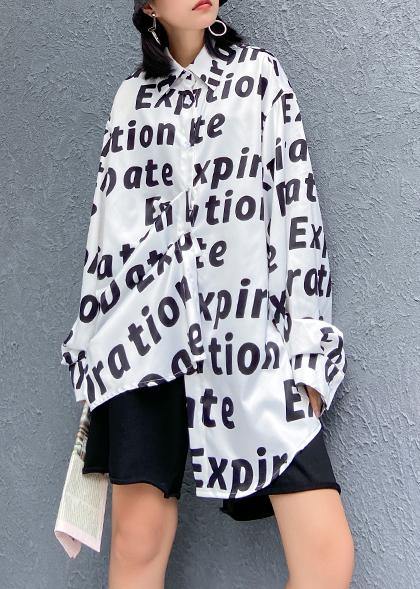 Women lapel Button Down tunics Work Outfits Letter shirt