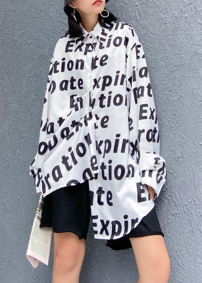 Women lapel Button Down tunics Work Outfits Letter shirt