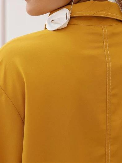 Lapel Asymmetric Cotton Clothes Outfits Yellow Dresses
