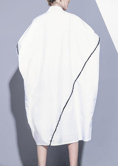Women lapel asymmetric Tunics Tutorials white Dress