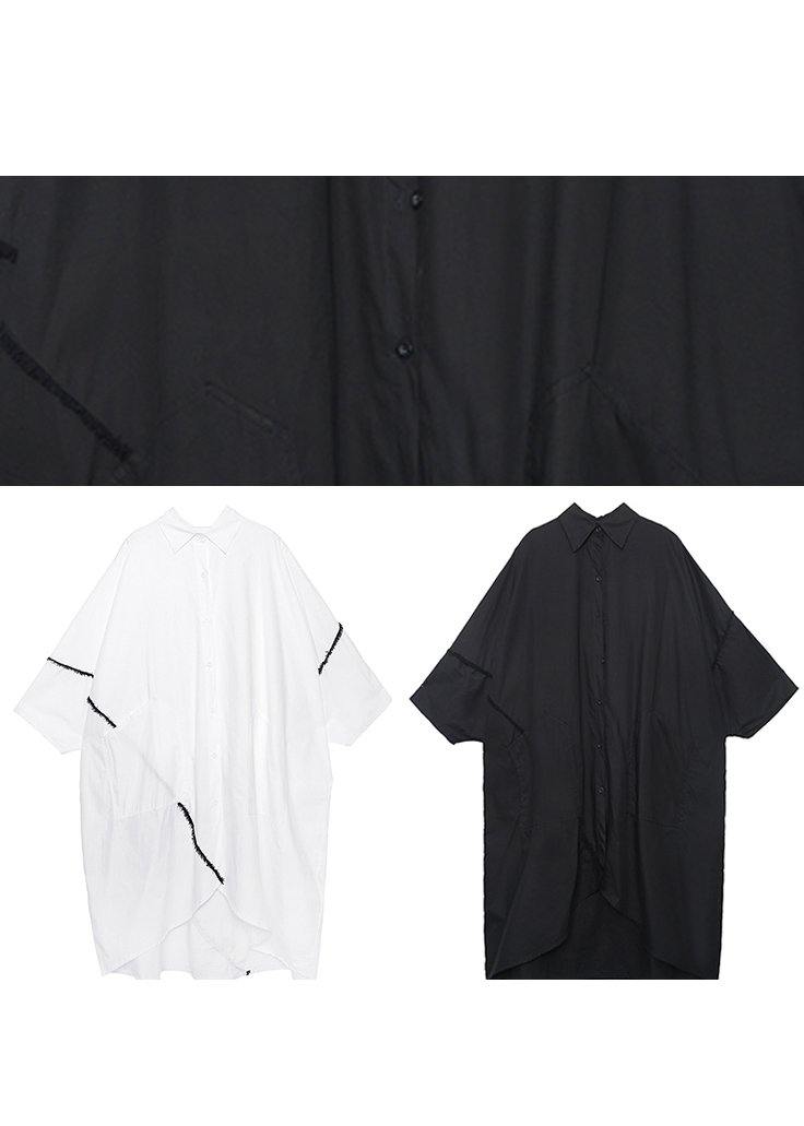 Women lapel asymmetric Tunics Tutorials white Dress
