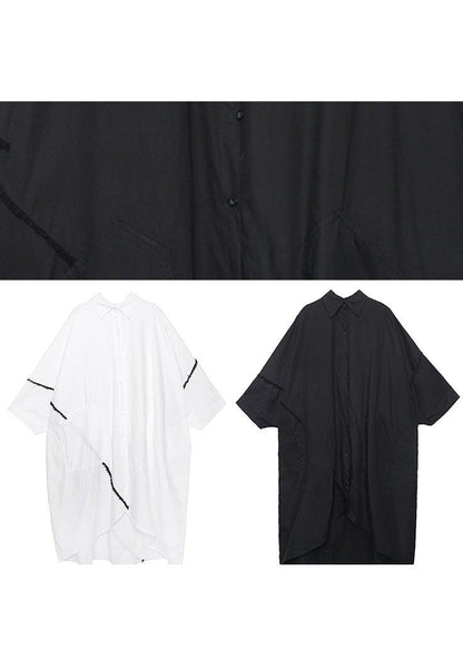 Women lapel asymmetric Tunics Tutorials white Dress