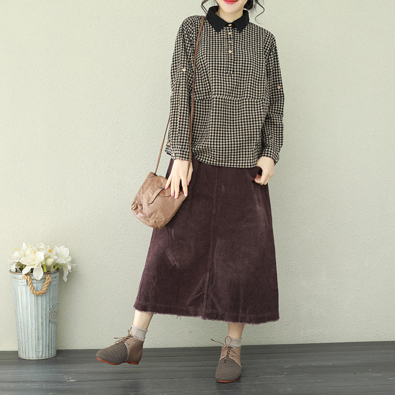 Lapel Linen Blouses for Fine Tutorials Black Plaid Box Blouses