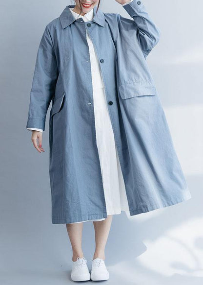 Lapel Pockets Fine Tunic Pattern Blue Tunic Outwears Fall