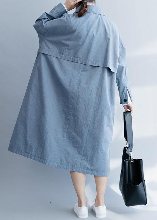 Lapel Pockets Fine Tunic Pattern Blue Tunic Outwears Fall
