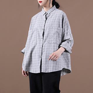 Lapel Pockets Clothes Inspiration Light Gray Plaid Shirts