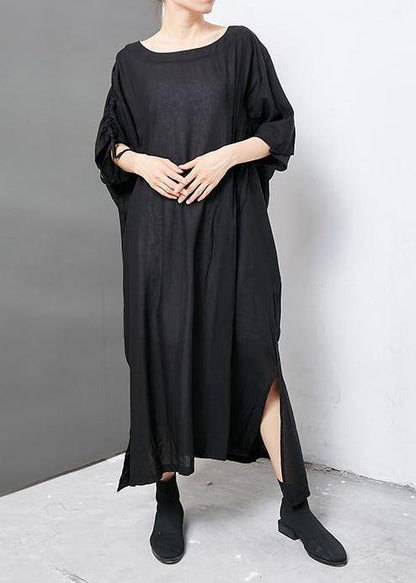 Linen Clothes for Short Sleeve Round Neck Dress