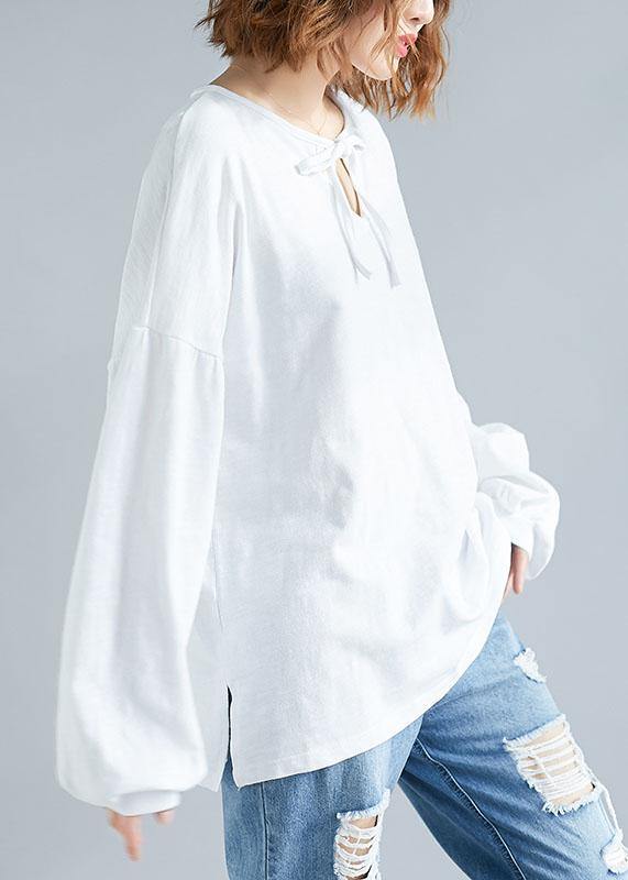 Long Sleeve Cotton Tunic Outfits White Tops