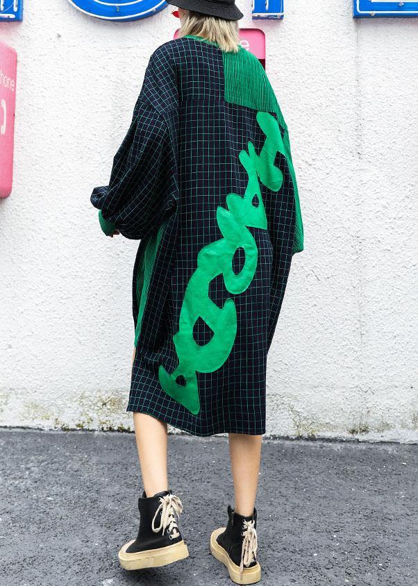 Low High Design Cotton Clothes Catwalk Patchwork Plaid Dresses Fall