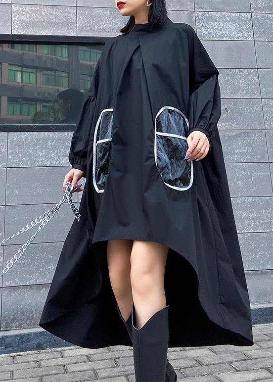 Low High Design Cotton Spring Tunic Runway Black a Line Dresses