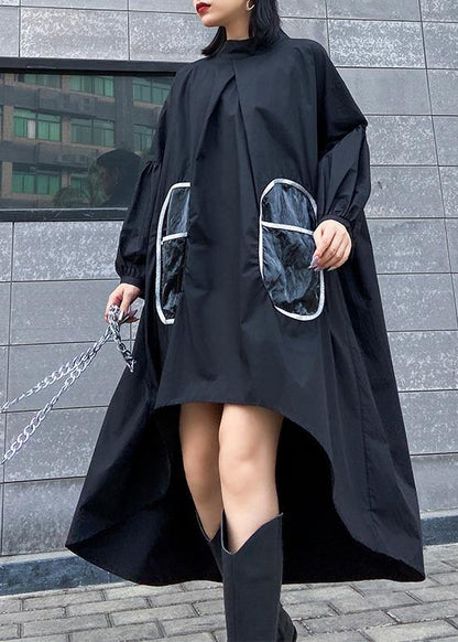 Low High Design Cotton Spring Tunic Runway Black a Line Dresses