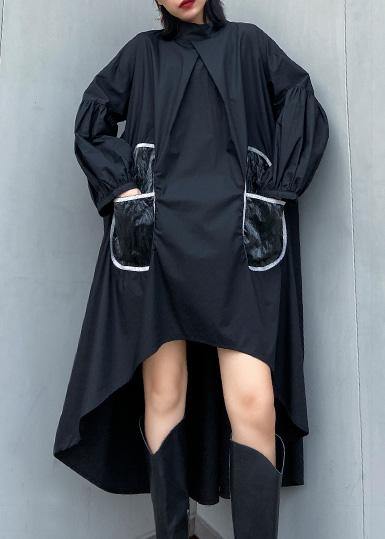 Low High Design Cotton Spring Tunic Runway Black a Line Dresses