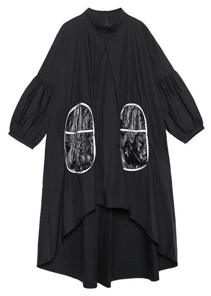 Low High Design Cotton Spring Tunic Runway Black a Line Dresses