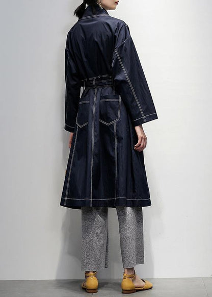 Navy Fine Coats Notched Tie Waist Coats