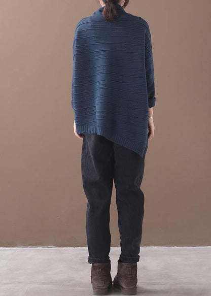 Navy Clothes for High Neck Thick Clothing Knit Sweat Tops
