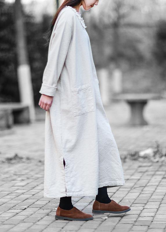 Nude Clothes V Neck Pockets Traveling Fall Dress