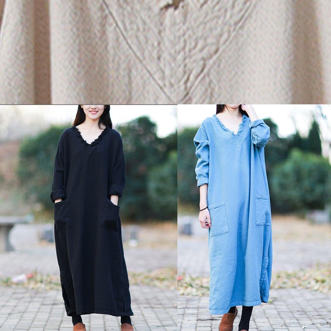 Nude Clothes V Neck Pockets Traveling Fall Dress