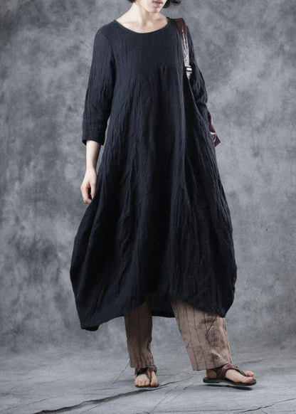 Nude Linen Clothes O Neck Dress