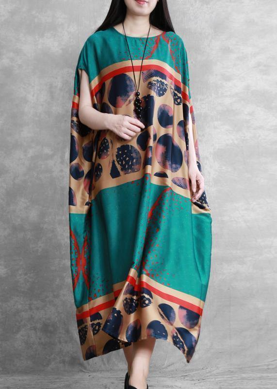 O Neck Batwing Sleeve Summer Clothes Wardrobes Blue Print Dresses