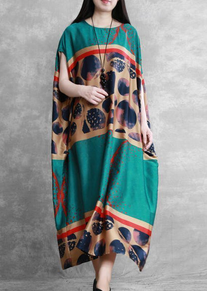 O Neck Batwing Sleeve Summer Clothes Wardrobes Blue Print Dresses