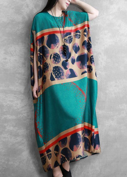 O Neck Batwing Sleeve Summer Clothes Wardrobes Blue Print Dresses