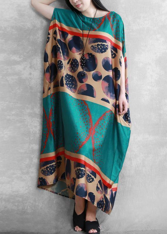 O Neck Batwing Sleeve Summer Clothes Wardrobes Blue Print Dresses