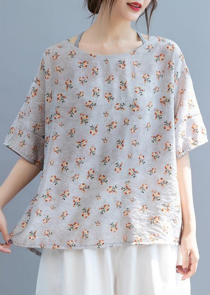O Neck Bow Clothes for Shape Gray Blouse