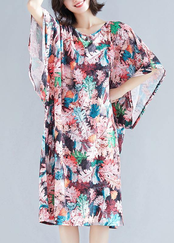 O Neck Cotton Quilting Clothes Shape Pink Print Dresses Summer