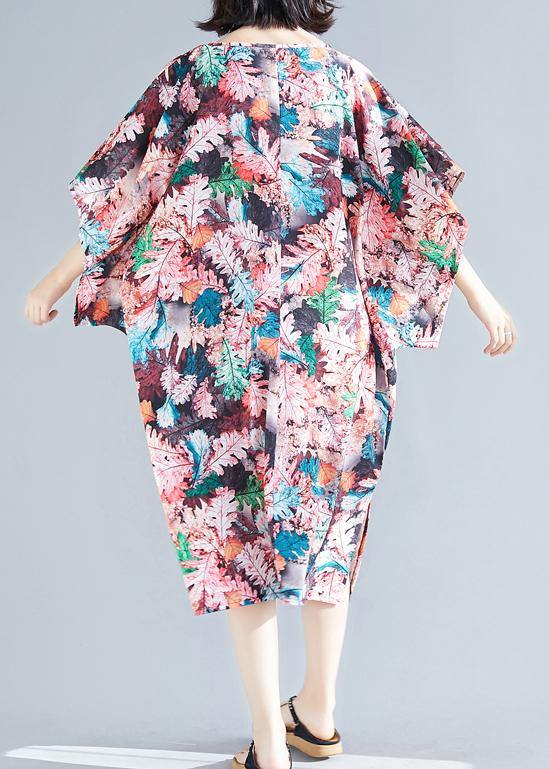 O Neck Cotton Quilting Clothes Shape Pink Print Dresses Summer