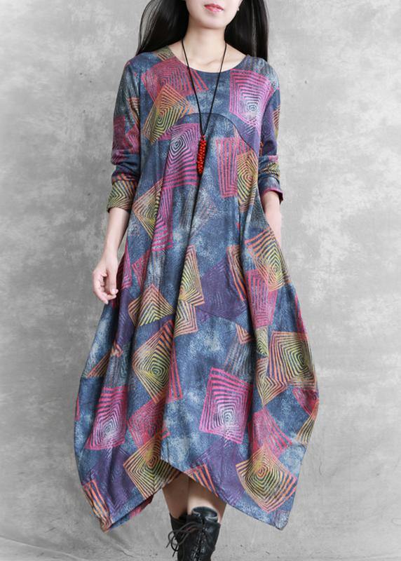 O Neck Asymmetric Cotton Clothes Runway a Line Dress