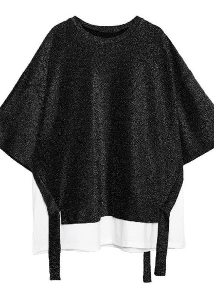 O Neck Asymmetric Cotton Summer for Tops Silver Gray Shirts