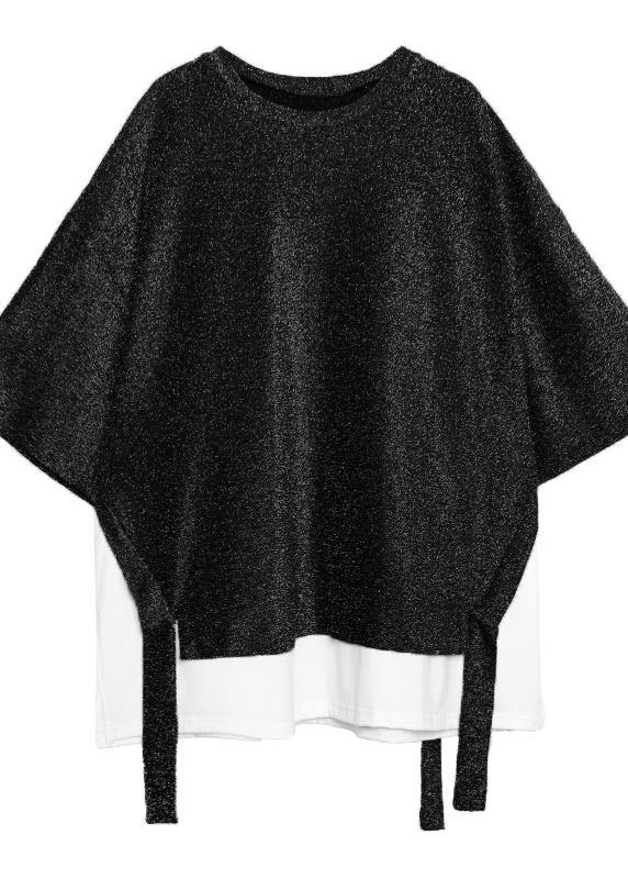 O Neck Asymmetric Cotton Summer for Tops Silver Gray Shirts