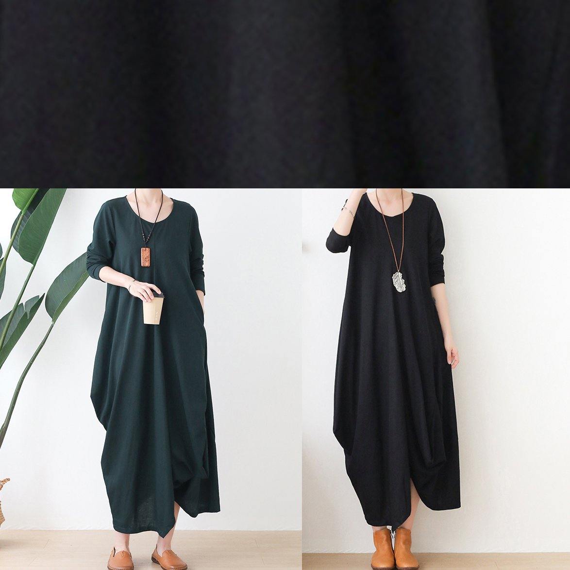 O Neck Asymmetric Fall Robes Shirts Green Dress