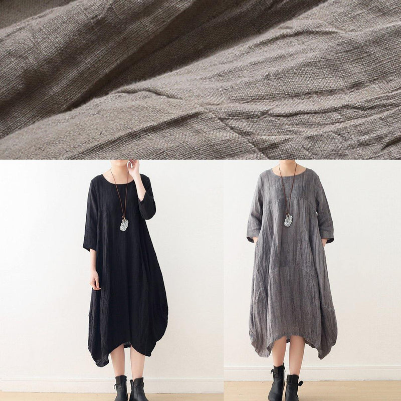 O Neck Asymmetric Linen Dress Wardrobes Black Dress
