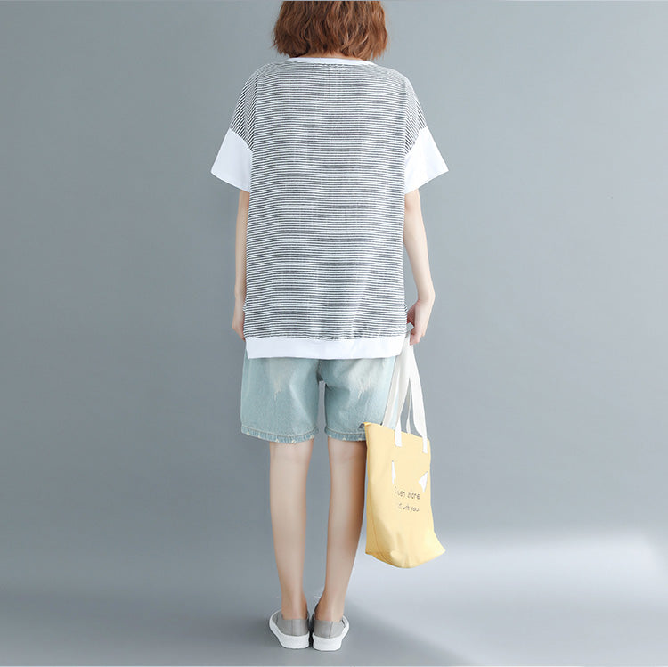O Neck Cotton Long Shirts Design White Print Box Tops