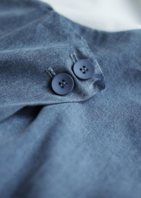 O Neck False Two Pieces Cotton Summer Quilting Dresses Design Blue Dress